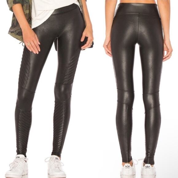 SPANX Faux Leather Moto Leggings, Size Medium‎ - Picture 1 of 8